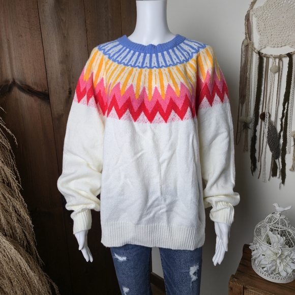 NWT French Connection Fair Isle Sweater Retro Vibes - Picture 6 of 14
